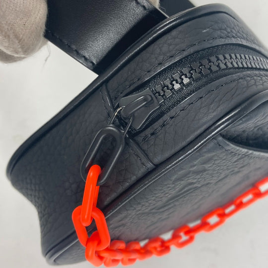 LOUIS VUITTON Waist bag M53550 leather black Sling bag Pochette Volga mens Used Authentic