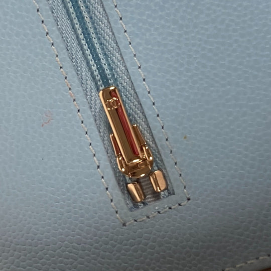 CHANEL Shoulder Bag AP0250 Caviar skin Light blue CCCOCO Mark Matelasse Timeless Classic Women Used Authentic