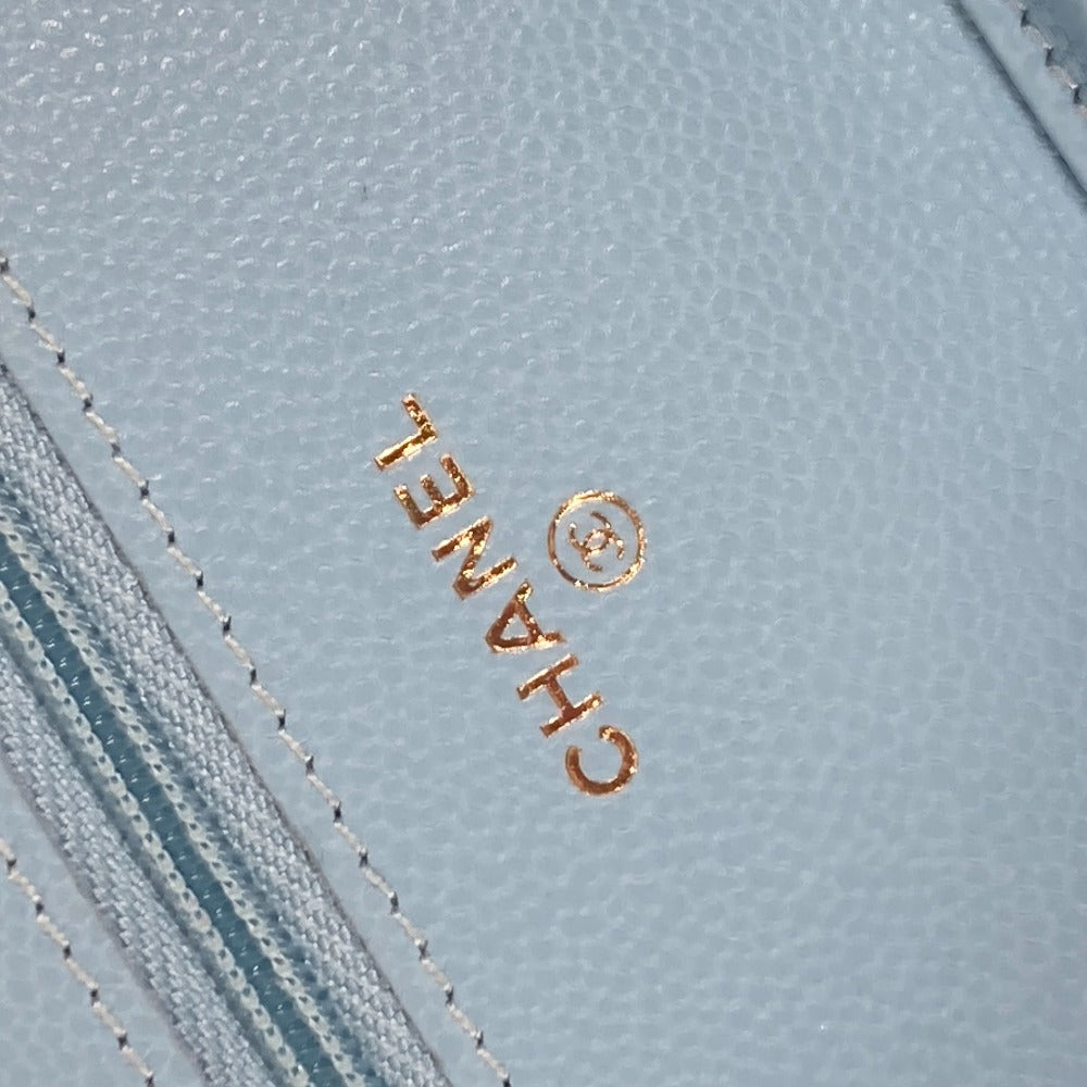 CHANEL Shoulder Bag AP0250 Caviar skin Light blue CCCOCO Mark Matelasse Timeless Classic Women Used Authentic