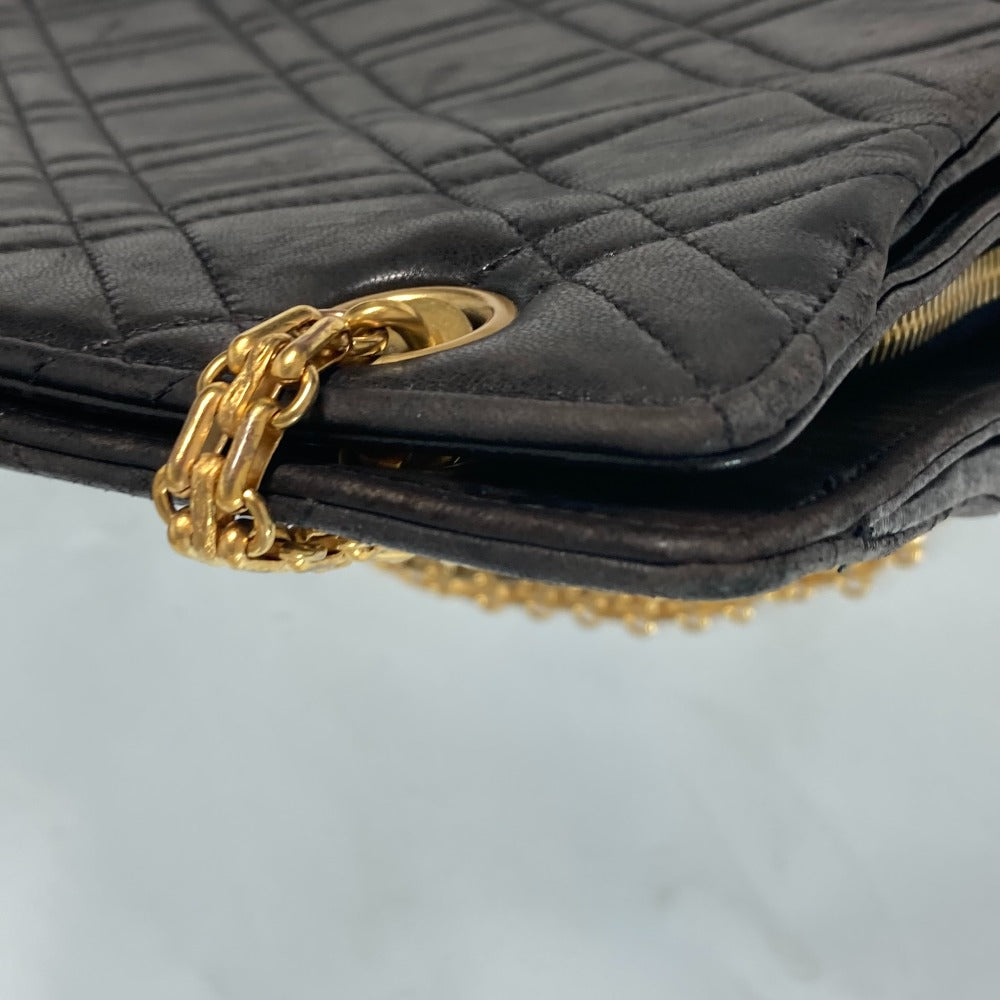 CHANEL Shoulder Bag lambskin black CC COCO Mark WChain Bag Quilted Matelasse Women Used Authentic