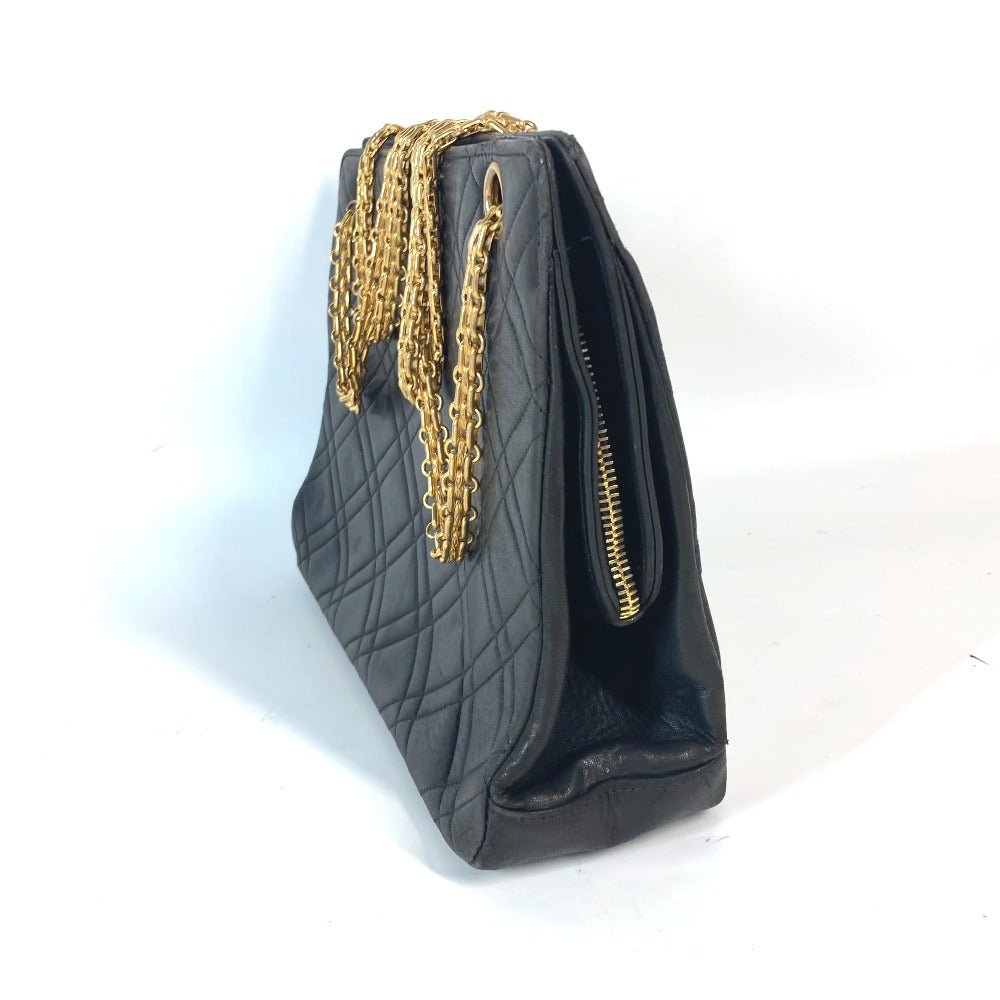 CHANEL Shoulder Bag lambskin black CC COCO Mark WChain Bag Quilted Matelasse Women Used Authentic