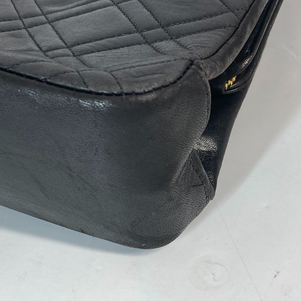CHANEL Shoulder Bag lambskin black CC COCO Mark WChain Bag Quilted Matelasse Women Used Authentic