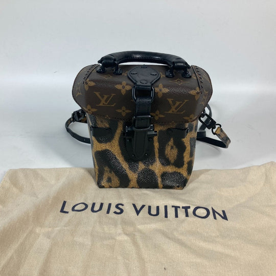 LOUIS VUITTON Vanity bag M43001 canvas Brown Monogram Reverse Leopard Camera box Women Used Authentic