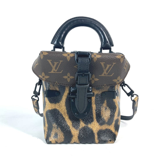 LOUIS VUITTON Vanity bag M43001 canvas Brown Monogram Reverse Leopard Camera box Women Used Authentic