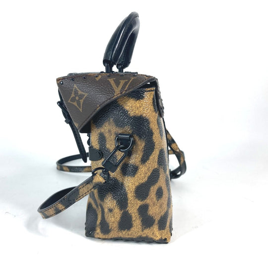LOUIS VUITTON Vanity bag M43001 canvas Brown Monogram Reverse Leopard Camera box Women Used Authentic