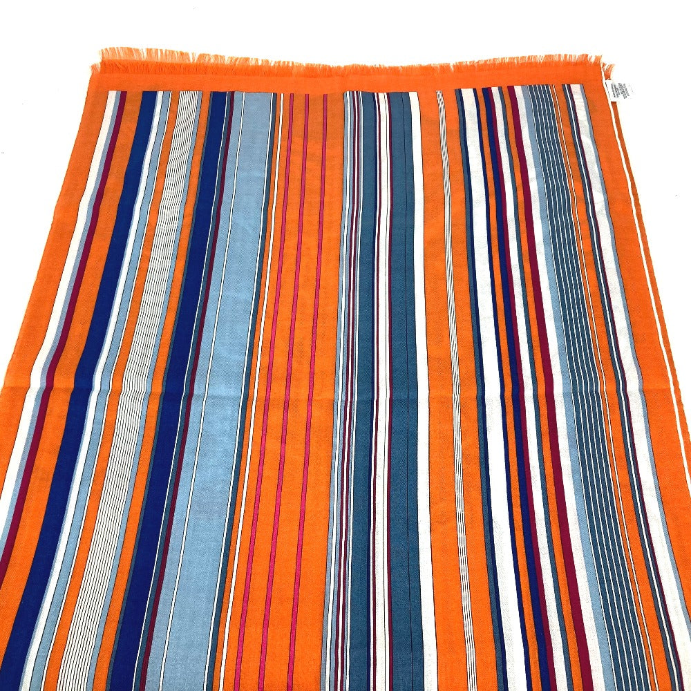 HERMES Scarf Cashmere, Silk Orange fringe shawl stole Rectangle Women(Unisex) Used Authentic