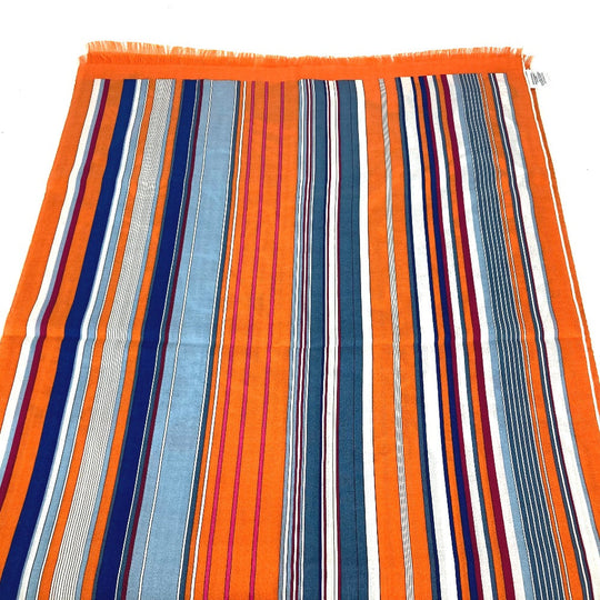 HERMES Scarf Cashmere, Silk Orange fringe shawl stole Rectangle Women(Unisex) Used Authentic
