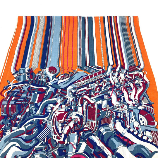 HERMES Scarf Cashmere, Silk Orange fringe shawl stole Rectangle Women(Unisex) Used Authentic