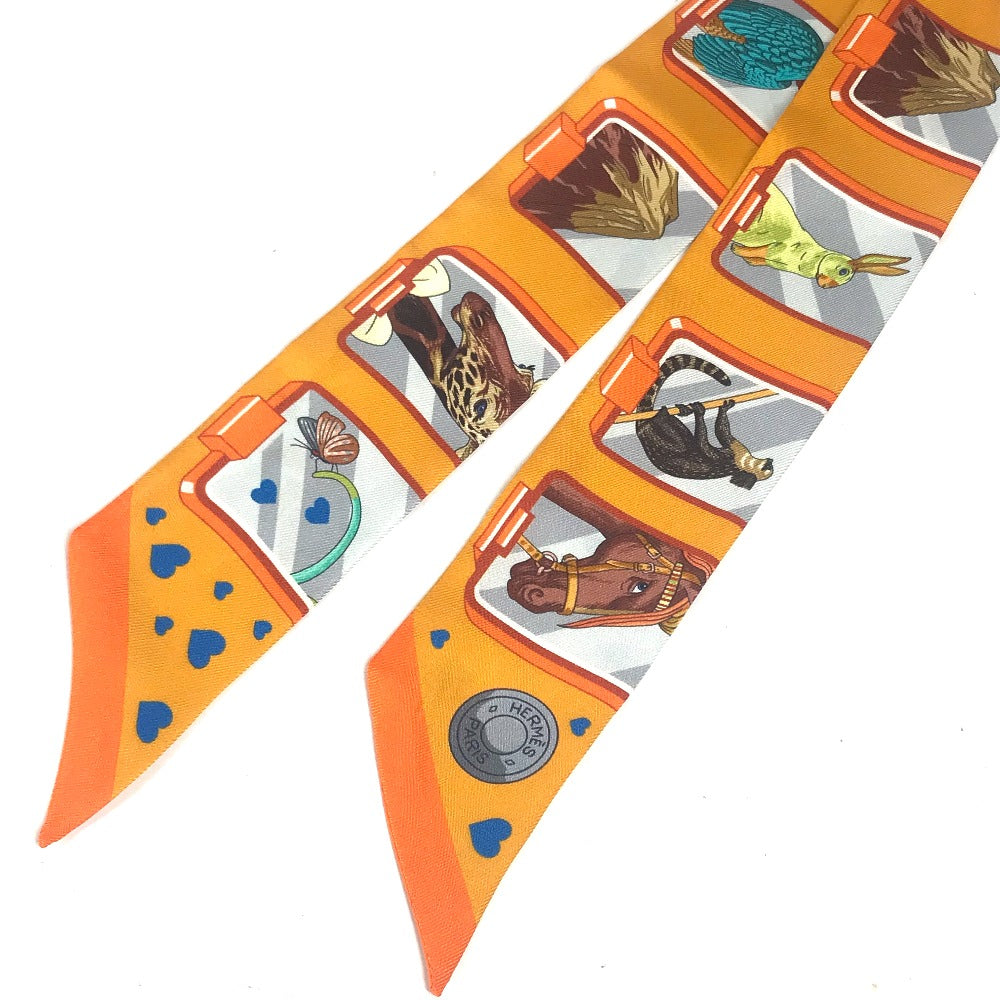 HERMES scarf H063875S 02 silk Orange Twilly Twilly Ribbon Scarf Women Used Authentic