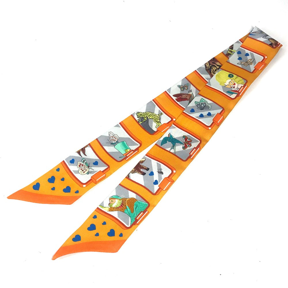 HERMES scarf H063875S 02 silk Orange Twilly Twilly Ribbon Scarf Women Used Authentic
