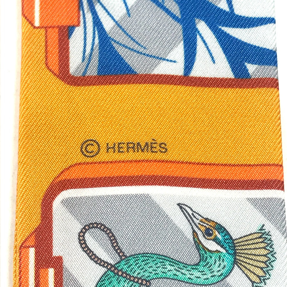 HERMES scarf H063875S 02 silk Orange Twilly Twilly Ribbon Scarf Women Used Authentic