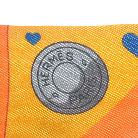 HERMES scarf H063875S 02 silk Orange Twilly Twilly Ribbon Scarf Women Used Authentic