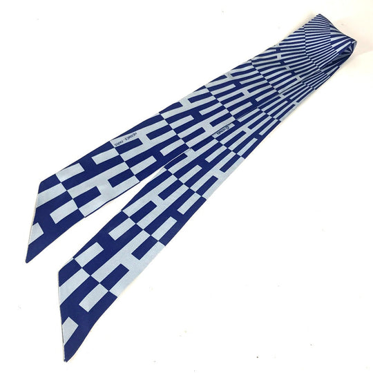 HERMES scarf silk blue Twilly Twilly Women Used Authentic