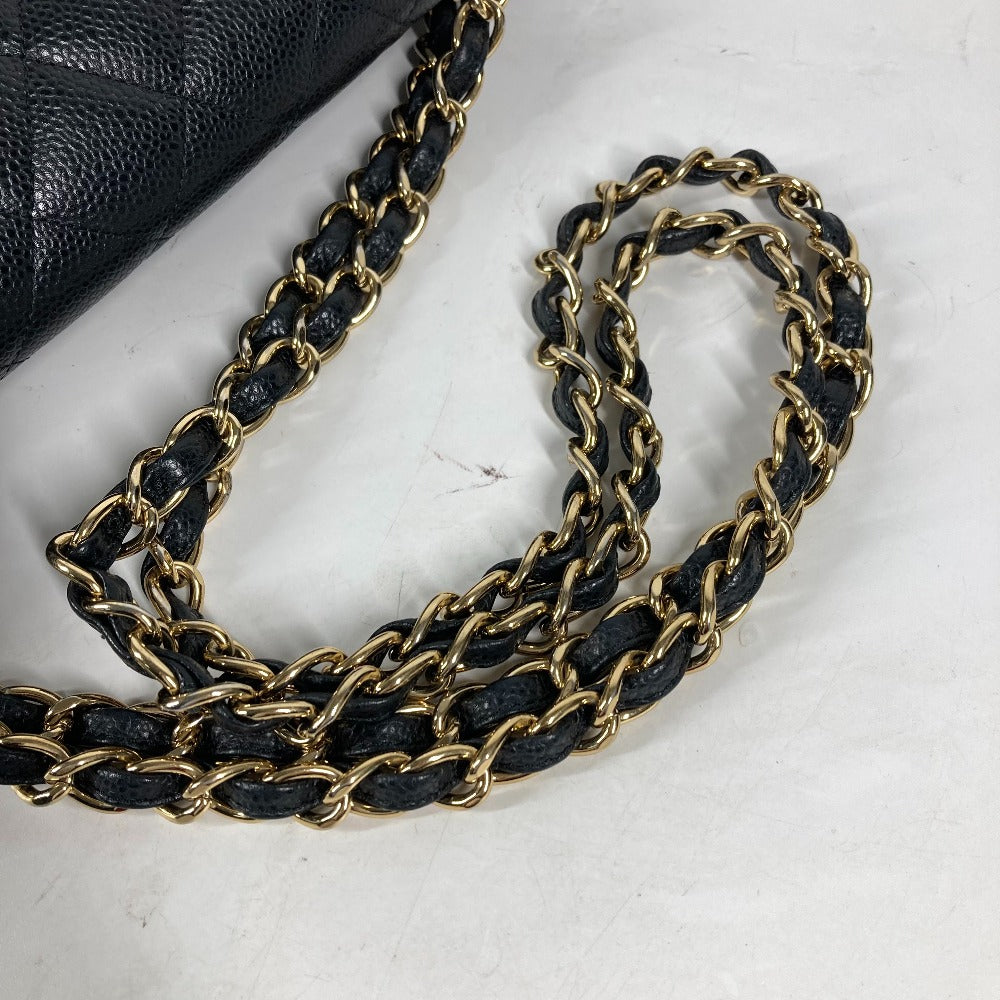 CHANEL Shoulder Bag Caviar skin black Chain bag Matelasse 30 Quilting Women Used Authentic
