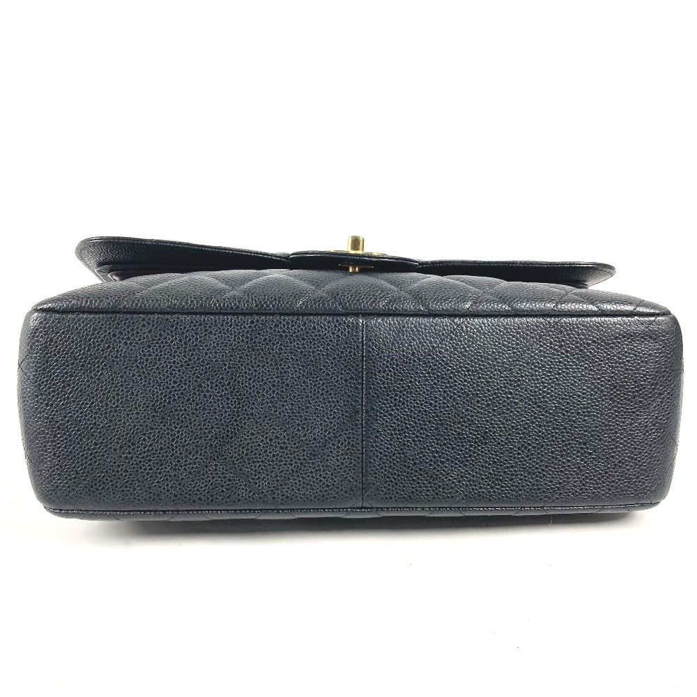 CHANEL Shoulder Bag Caviar skin black Chain bag Matelasse 30 Quilting Women Used Authentic