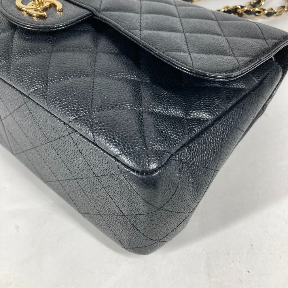 CHANEL Shoulder Bag Caviar skin black Chain bag Matelasse 30 Quilting Women Used Authentic
