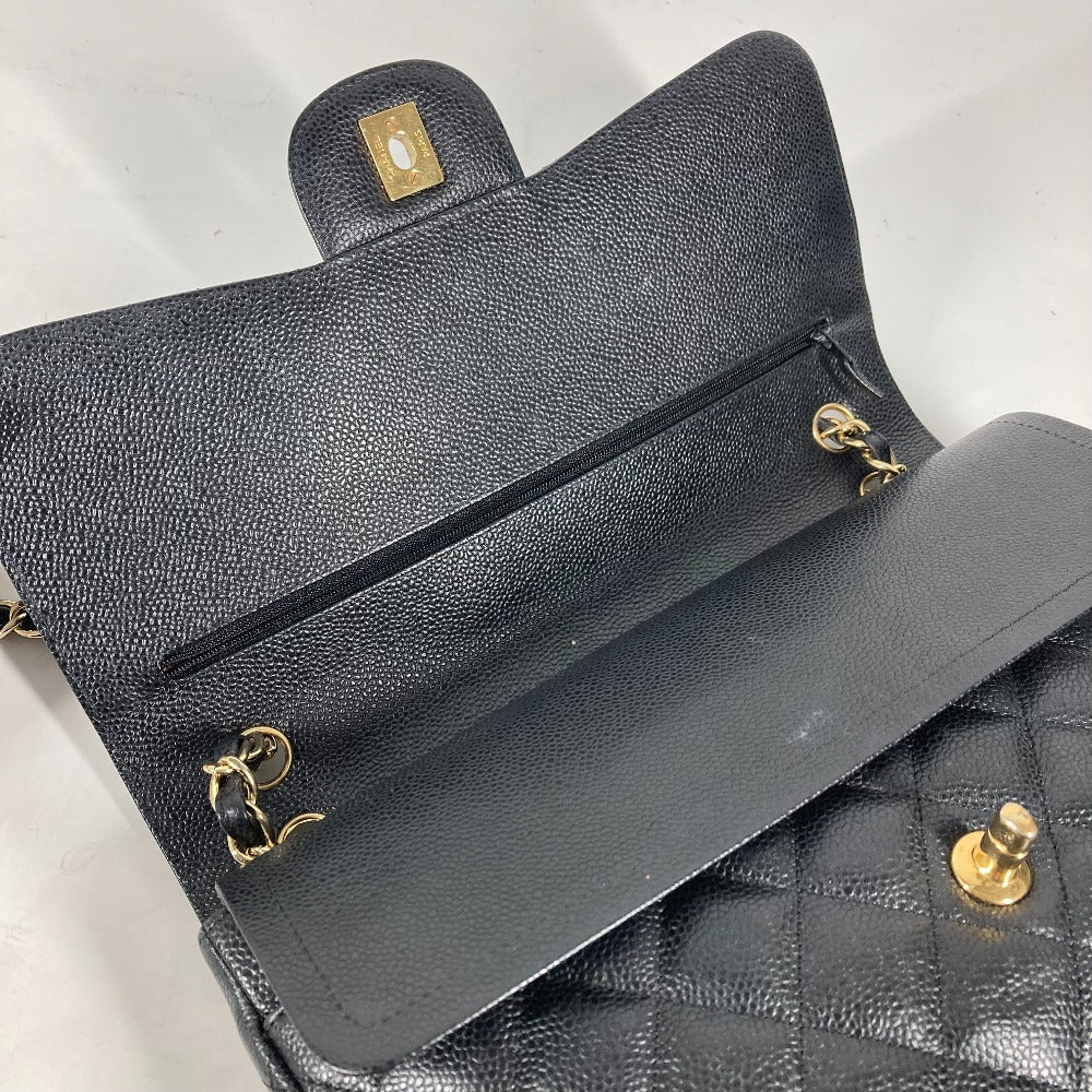 CHANEL Shoulder Bag Caviar skin black Chain bag Matelasse 30 Quilting Women Used Authentic