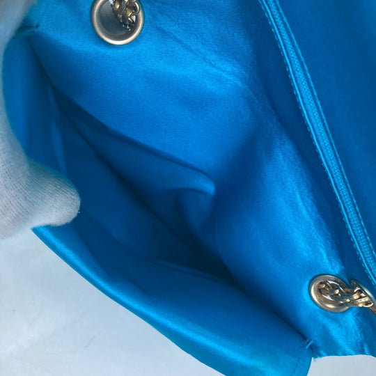 CHANEL Shoulder Bag Nylon blue Crossbody chain bag WChain 2.55 metal fittings Matelasse Women Used Authentic