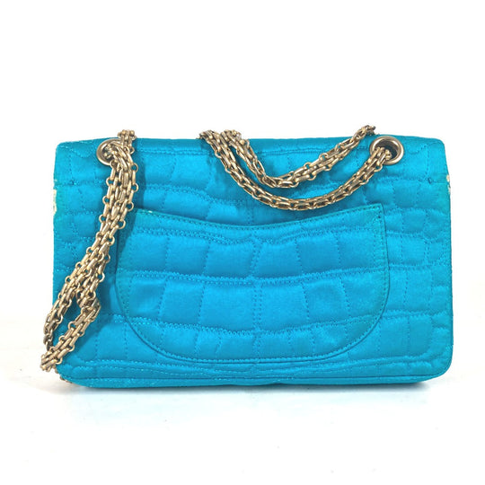 CHANEL Shoulder Bag Nylon blue Crossbody chain bag WChain 2.55 metal fittings Matelasse Women Used Authentic