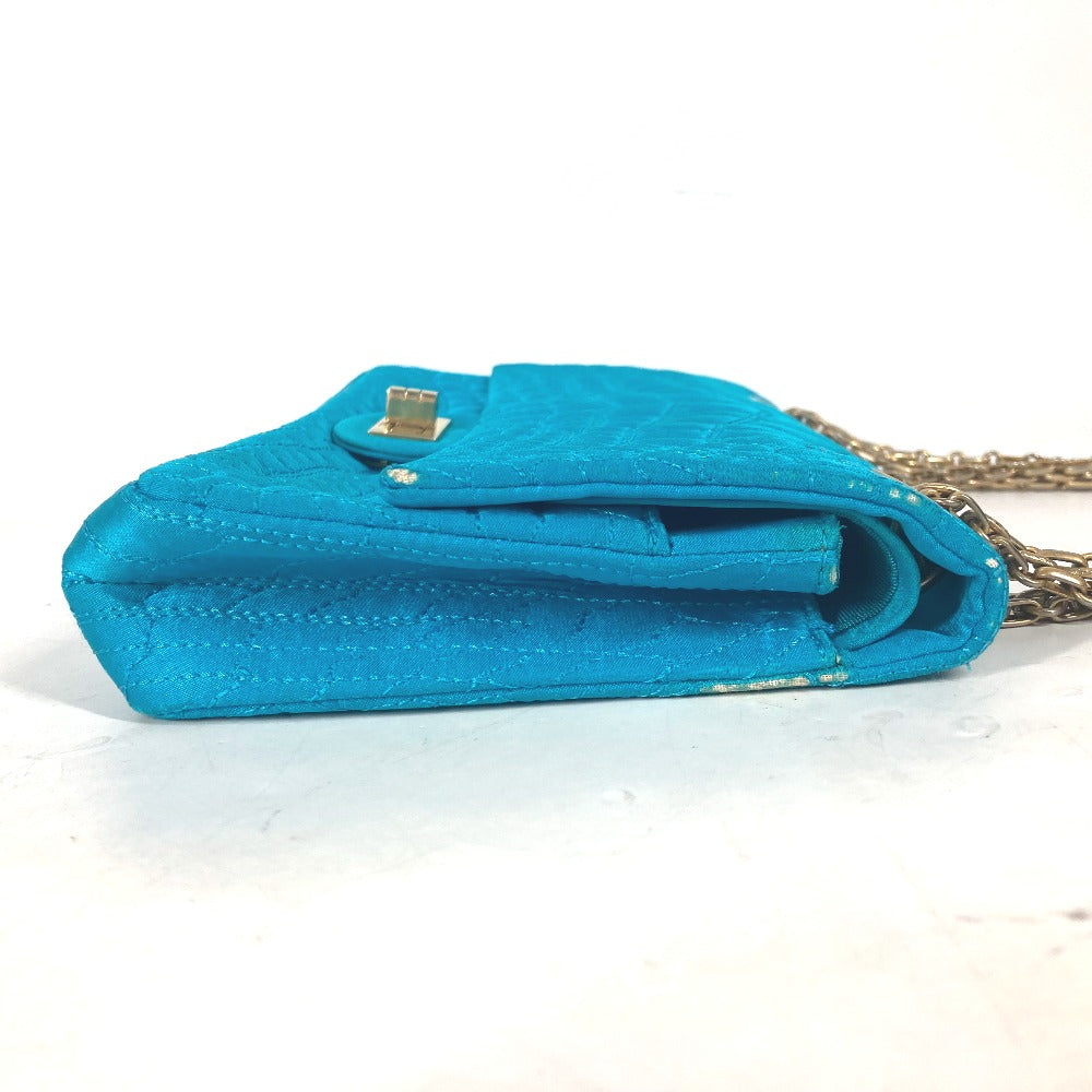 CHANEL Shoulder Bag Nylon blue Crossbody chain bag WChain 2.55 metal fittings Matelasse Women Used Authentic