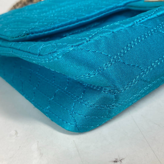 CHANEL Shoulder Bag Nylon blue Crossbody chain bag WChain 2.55 metal fittings Matelasse Women Used Authentic