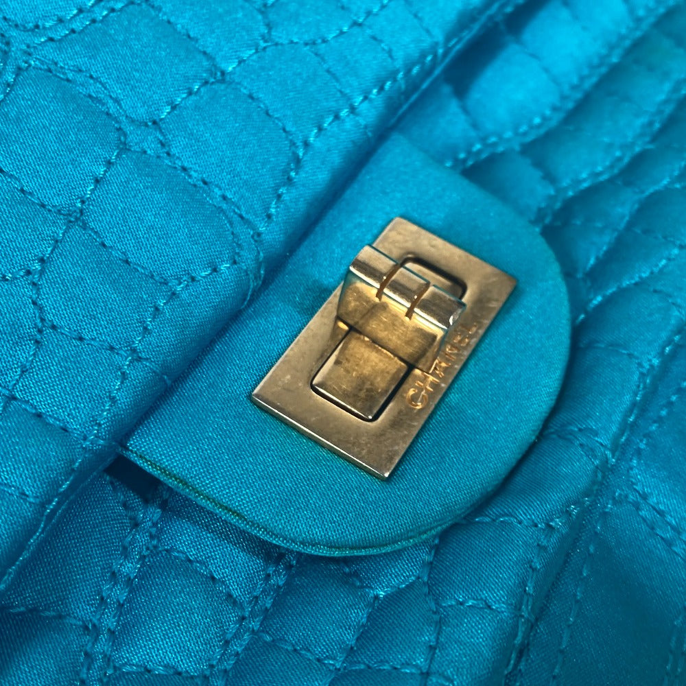 CHANEL Shoulder Bag Nylon blue Crossbody chain bag WChain 2.55 metal fittings Matelasse Women Used Authentic