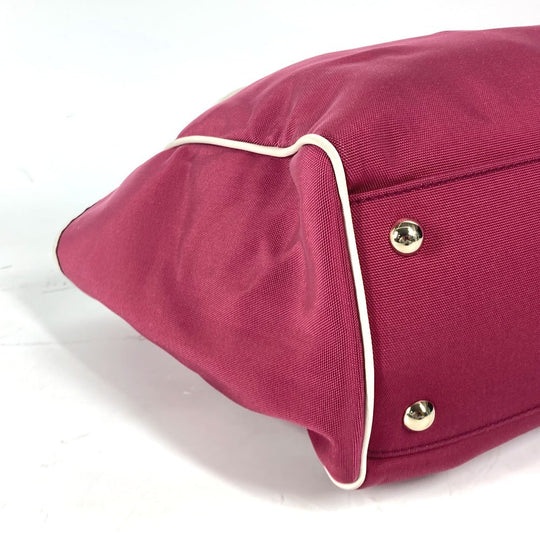 GUCCI Shoulder Bag 264216 Leather/nylon jacquard pink GG charm logo Women Used Authentic