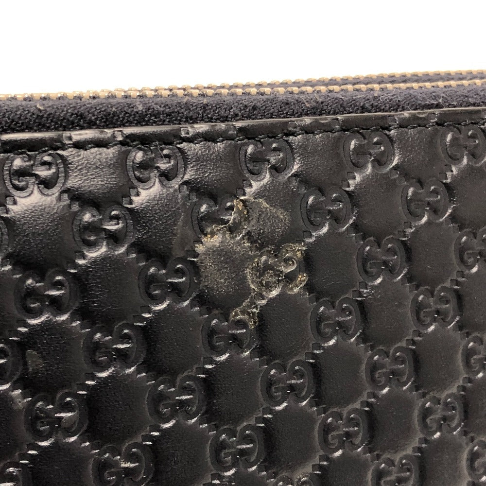 GUCCI Long Wallet Purse 449246 Sima leather Navy GG Micro Guccissima
