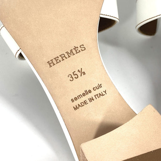 HERMES Sandals leather white Oasis 35.5