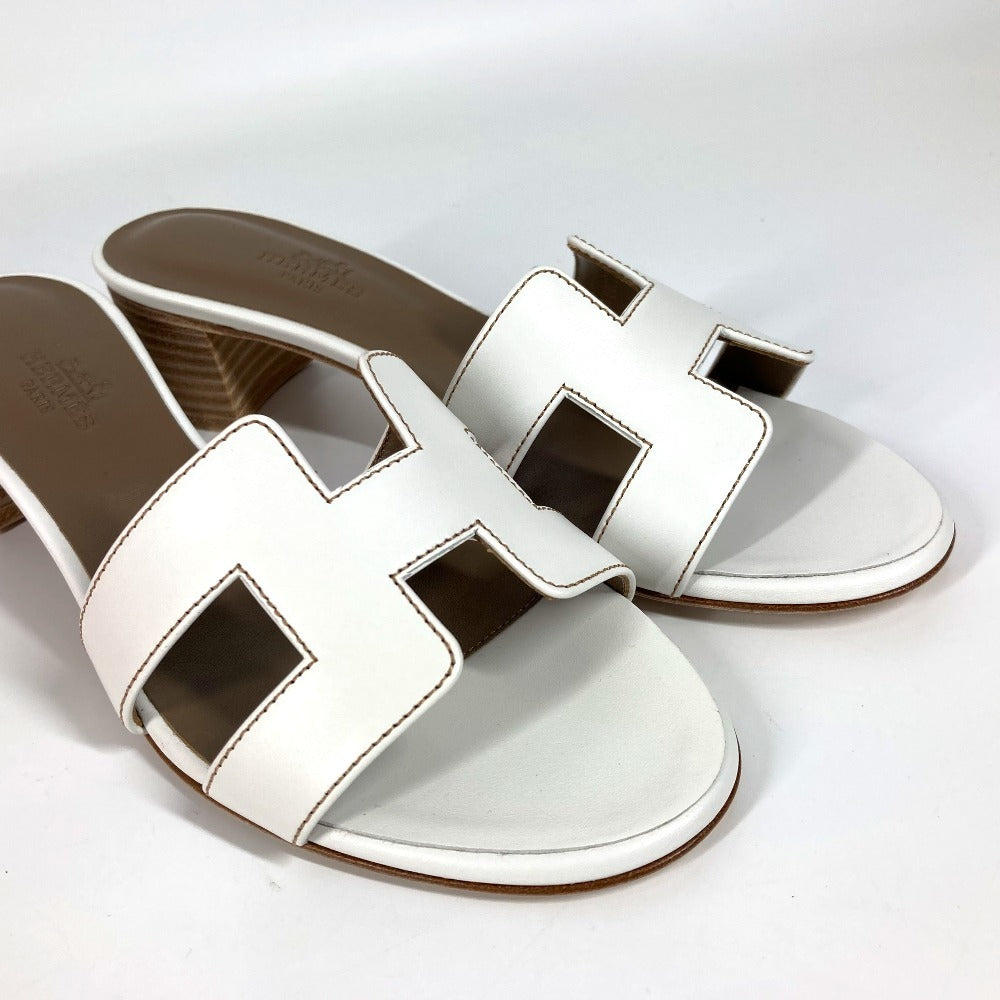 HERMES Sandals leather white Oasis 35.5