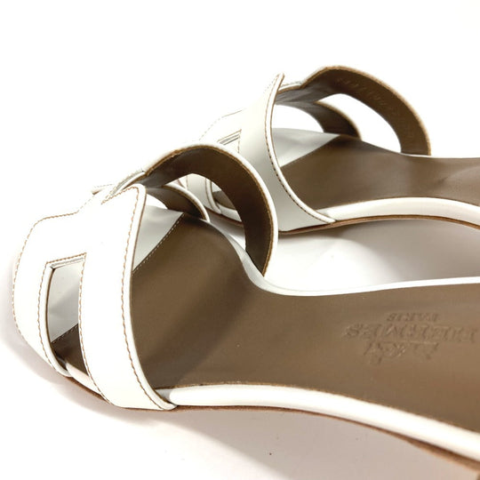 HERMES Sandals leather white Oasis 35.5