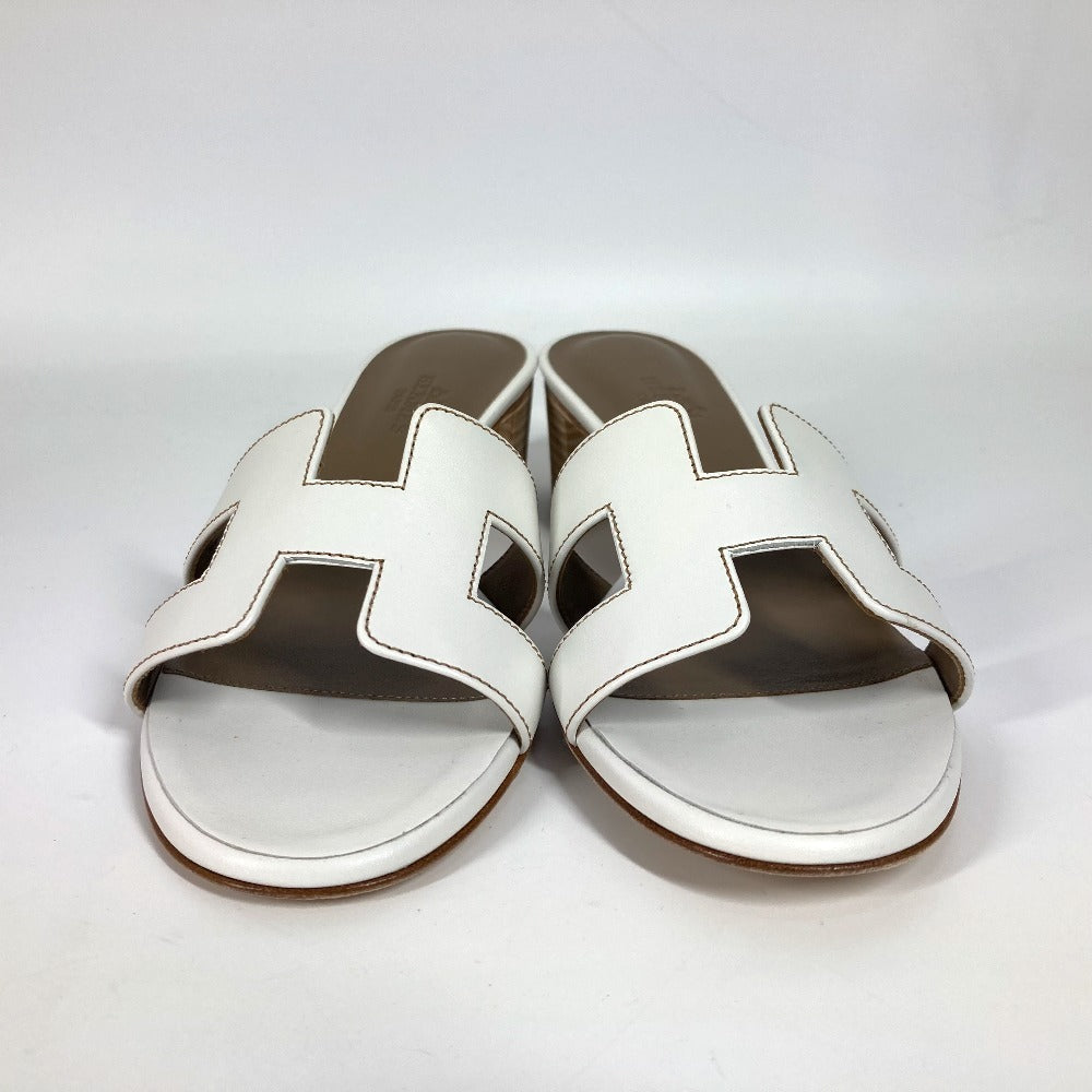 HERMES Sandals leather white Oasis 35.5