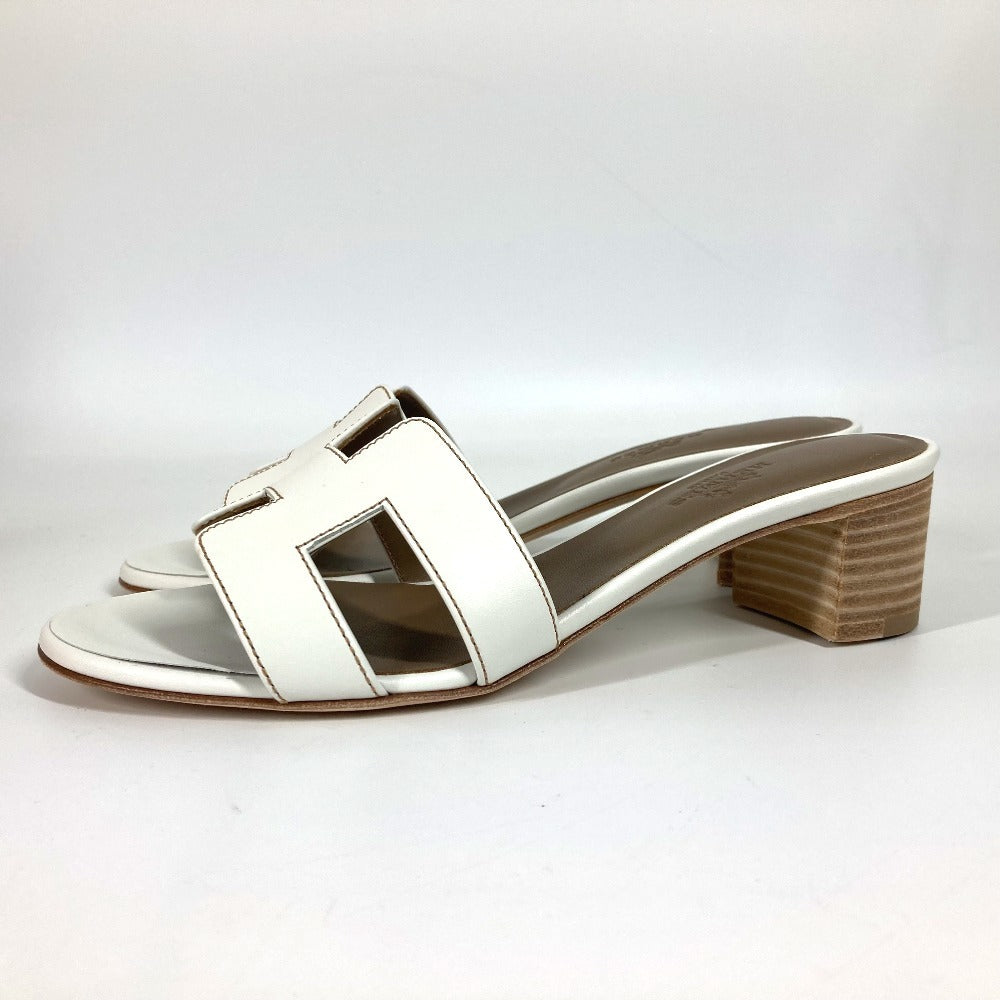HERMES Sandals leather white Oasis 35.5