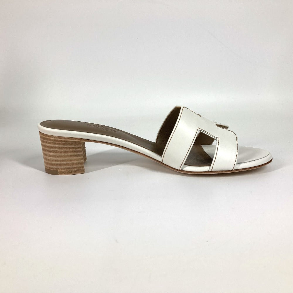 HERMES Sandals leather white Oasis 35.5