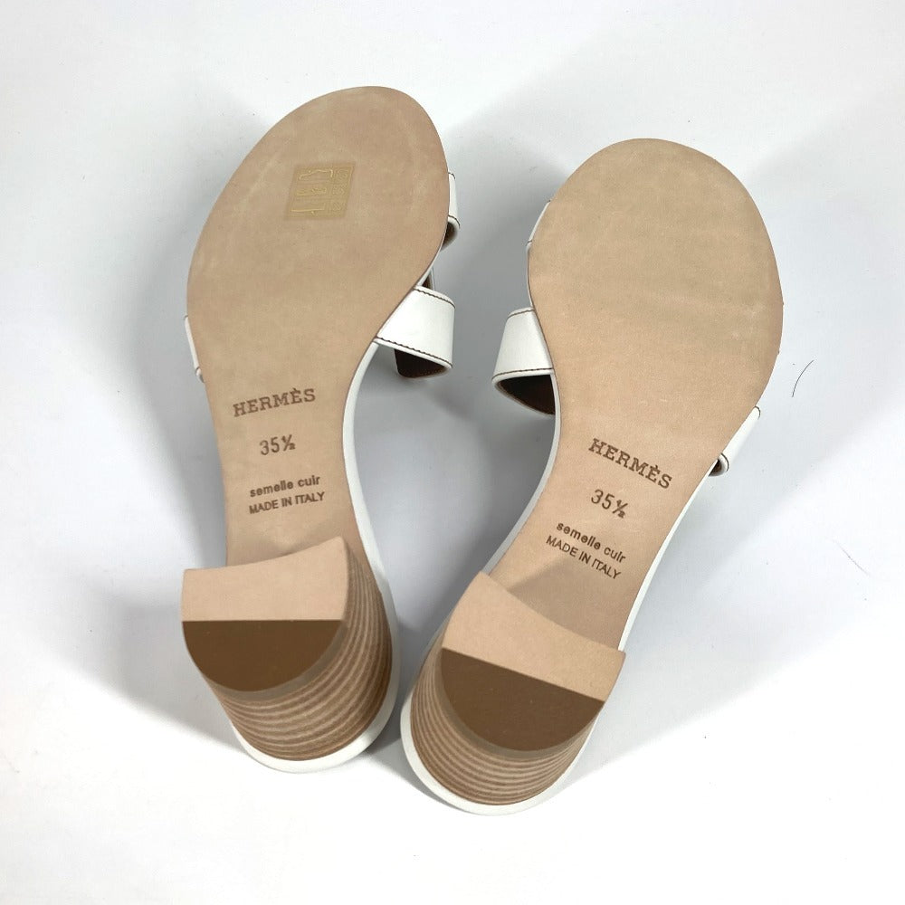 HERMES Sandals leather white Oasis 35.5