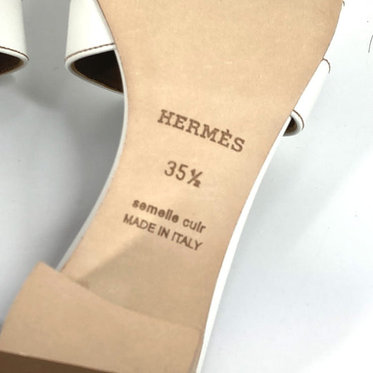 HERMES Sandals leather white Oasis 35.5
