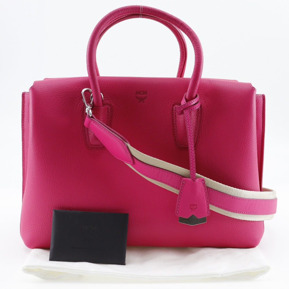 MCM Handbag MWT 6SMA04 PU001 leather pink 2WAYShoulder mirror Women Used Authentic