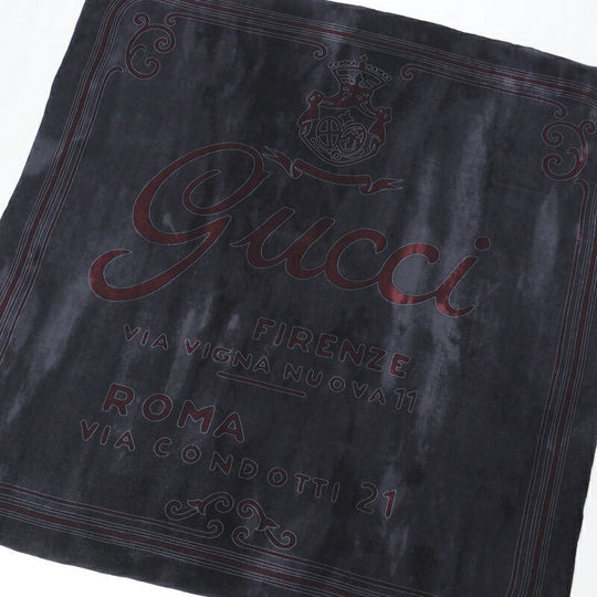 GUCCI scarf silk black Women Used Authentic
