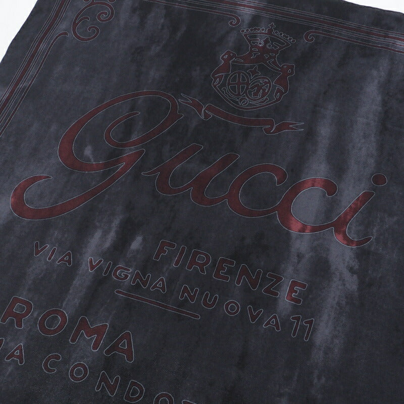 GUCCI scarf silk black Women Used Authentic