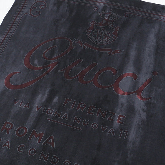 GUCCI scarf silk black Women Used Authentic