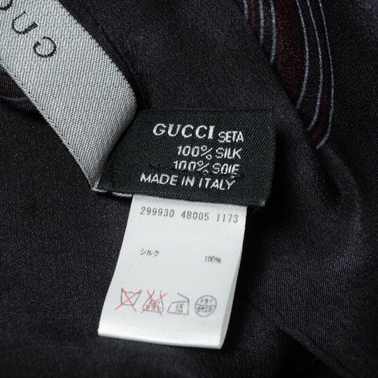 GUCCI scarf silk black Women Used Authentic