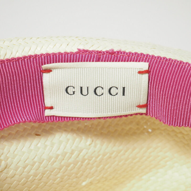 GUCCI hat 311-9296F 1621 412013-KGA90 paper White/Ribbon: Pink Kids L/56 Used Authentic