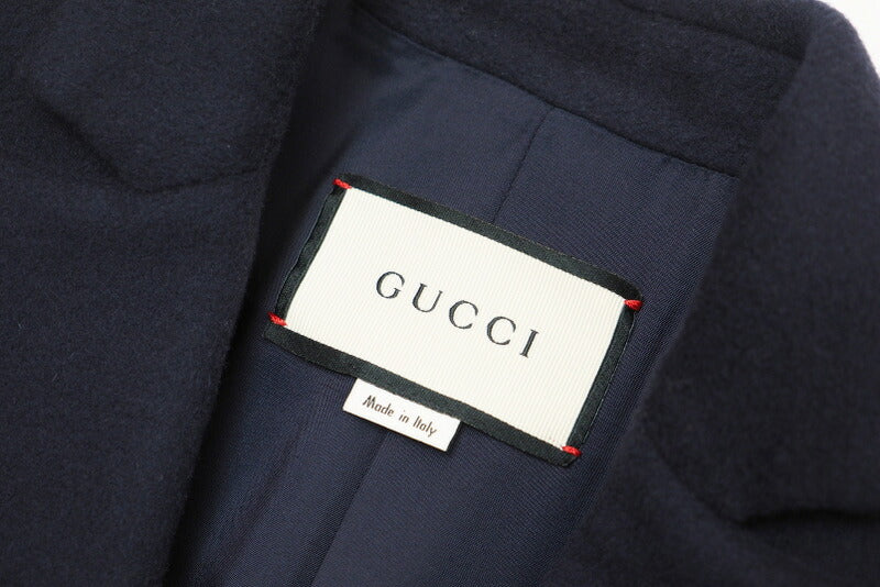 GUCCI coat 455739 wool Navy Women 36 Used Authentic