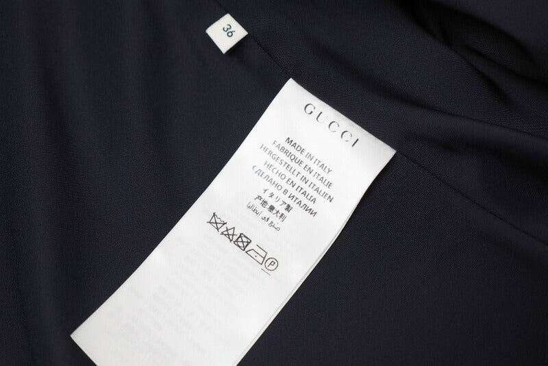 GUCCI coat 455739 wool Navy Women 36 Used Authentic