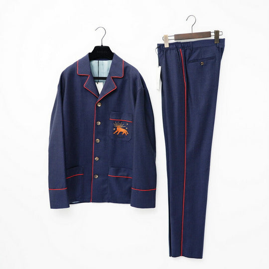 GUCCI setup 622U511GXAF0/622U5175DBY2 wool Navy / Red mens 7-48R Used Authentic