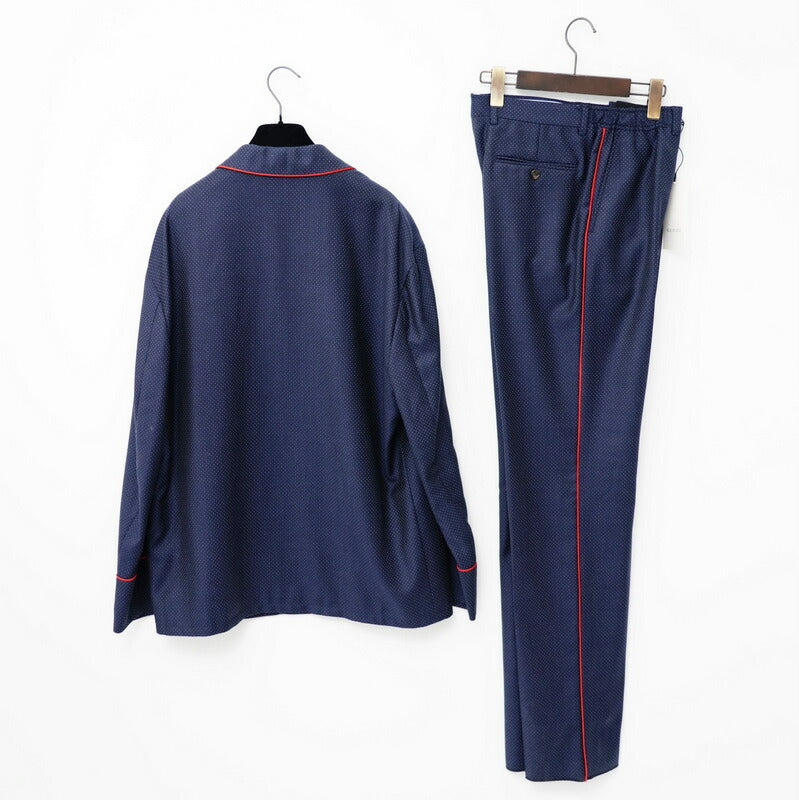 GUCCI setup 622U511GXAF0/622U5175DBY2 wool Navy / Red mens 7-48R Used Authentic
