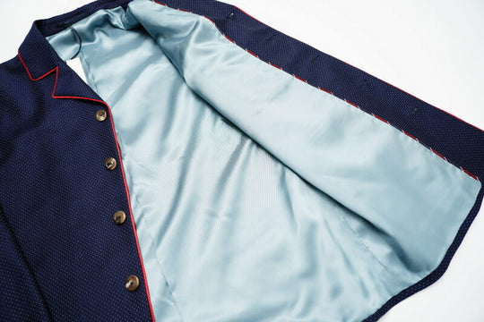 GUCCI setup 622U511GXAF0/622U5175DBY2 wool Navy / Red mens 7-48R Used Authentic