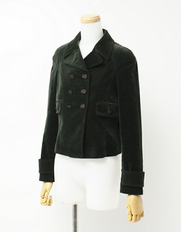 GUCCI Jacket 162034 95% cotton, 5% polyurethane / Lining: 90% cupra, 10% polyurethane green Women 36 Used Authentic