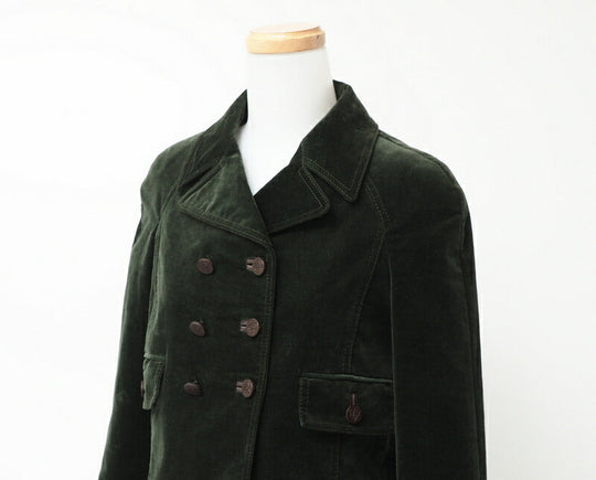 GUCCI Jacket 162034 95% cotton, 5% polyurethane / Lining: 90% cupra, 10% polyurethane green Women 36 Used Authentic
