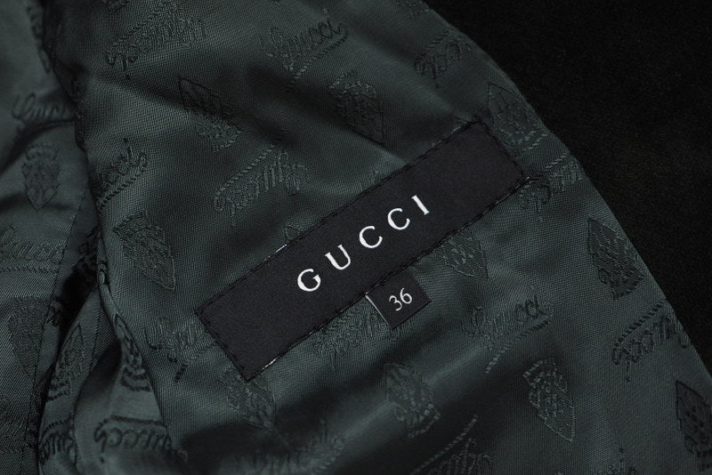 GUCCI Jacket 162034 95% cotton, 5% polyurethane / Lining: 90% cupra, 10% polyurethane green Women 36 Used Authentic